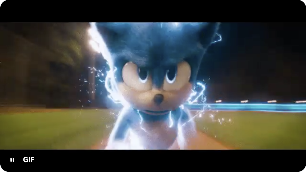 Telegram tweet GIF preview with a fast blue character